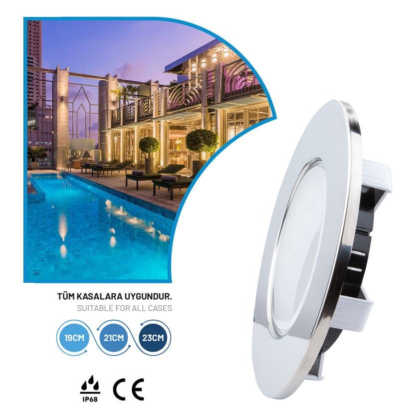 Havuz Led Ampul Takımı RGB (4 Kablolu) 36 W Paslanmaz Çerçeve