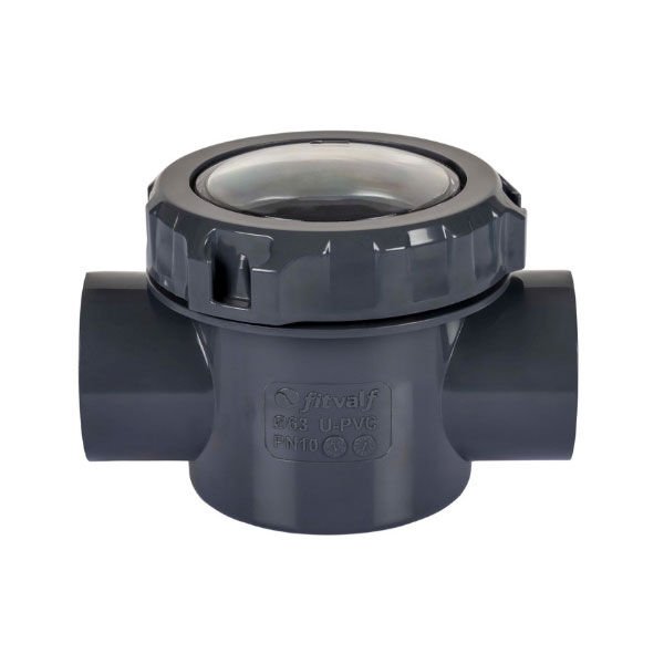 UPVC TE Çalpara Çekvalf Şeffaf Kapaklı Yapıştırma	 Ø63