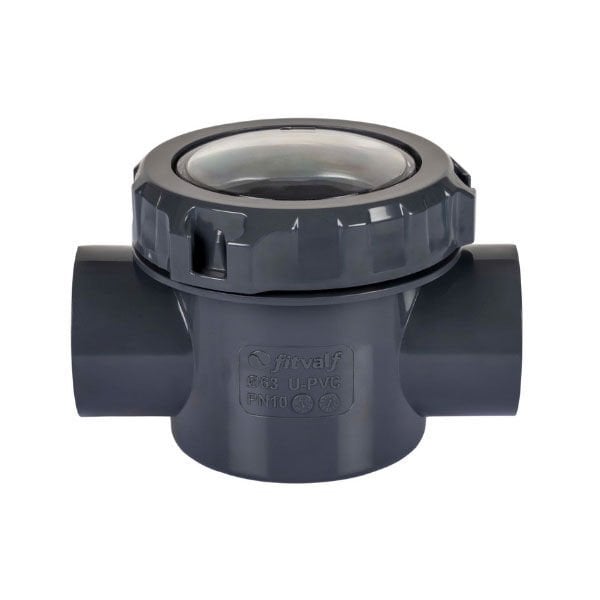 UPVC TE Çalpara Çekvalf Şeffaf Kapaklı Yapıştırma	 Ø63