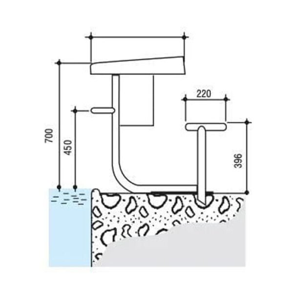 Sabit Atlama Platformu P.Ç. Ø 42 mm -  H=700 mm -304 K.