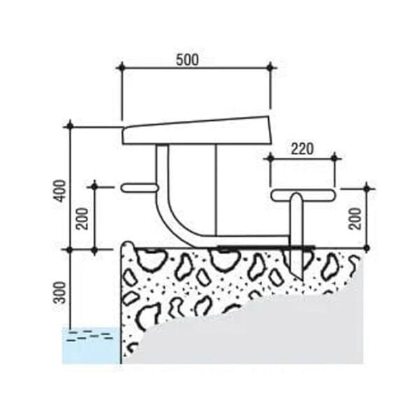 Sabit Atlama Platformu P.Ç. Ø 42 mm -  H=400 mm - 304 Kalite