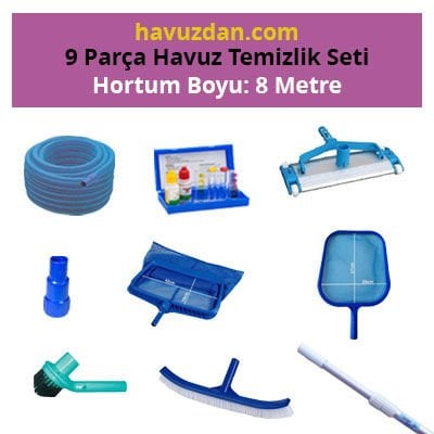 Havuz Temizlik Seti 38 mm 8 Metre Hortum - 9 Parça