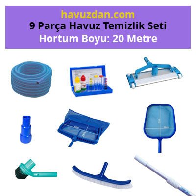 Havuz Temizlik Seti 50 mm 20 Metre Hortum - 9 Parça