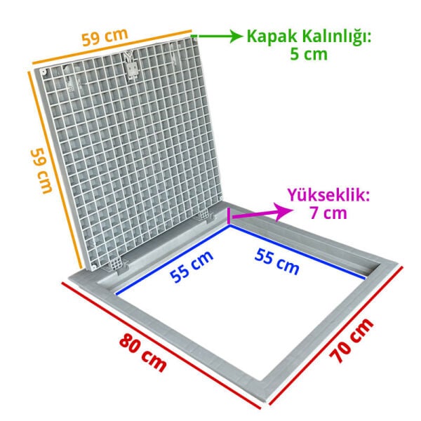 55x55 Kompozit Havuz Makine Dairesi Kapağı Gri
