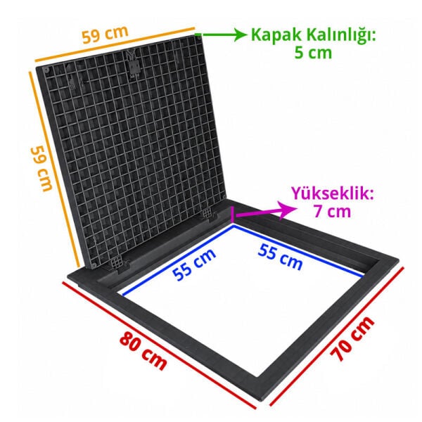 55x55 Kompozit Havuz Makine Dairesi Kapağı Antrasit