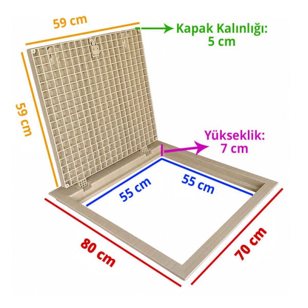 55x55 Kompozit Havuz Makine Dairesi Kapağı Bej