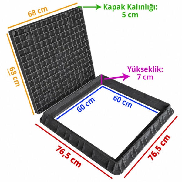 60x60 Kompozit Havuz Makine Dairesi Kapağı Antrasit