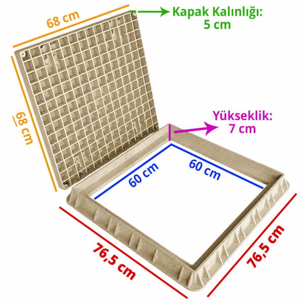 60x60 Kompozit Havuz Makine Dairesi Kapağı Bej