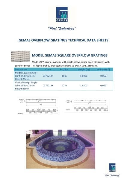Kare Model  Taşma Izgarası 25 cm Tek Geçme - 10 metre