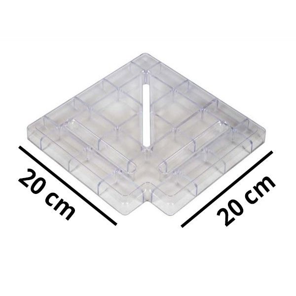 Şeffaf Köşe Parçası 90°- 20 cm - Taşma Izgaralar İçin