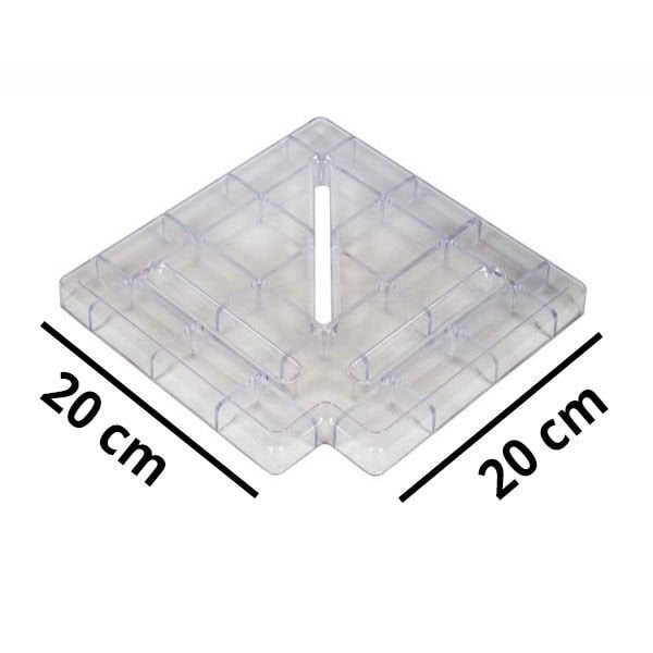 Şeffaf Köşe Parçası 90°- 20 cm - Taşma Izgaralar İçin