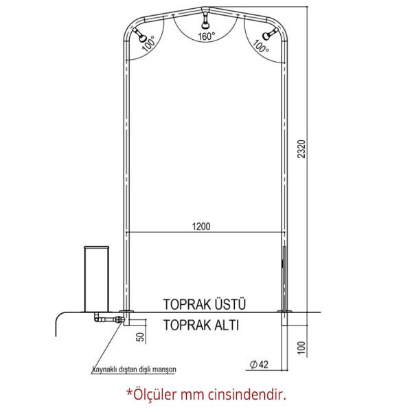 Havuz Duş Kabini 3 Duş Başlıklı 1 Kemerli 304 K