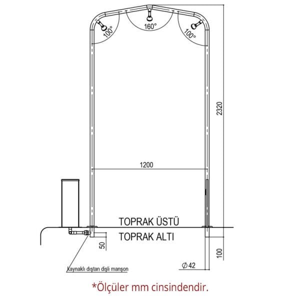 Havuz Duş Kabini 3 Duş Başlıklı 1 Kemerli 304 K