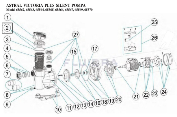 Victoria Plus Silent Pompa Ön Filtre Kapak ve Contası