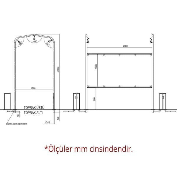 Havuz Duş Kabini 3 Duş Başlıklı 2 Kemerli 304 K